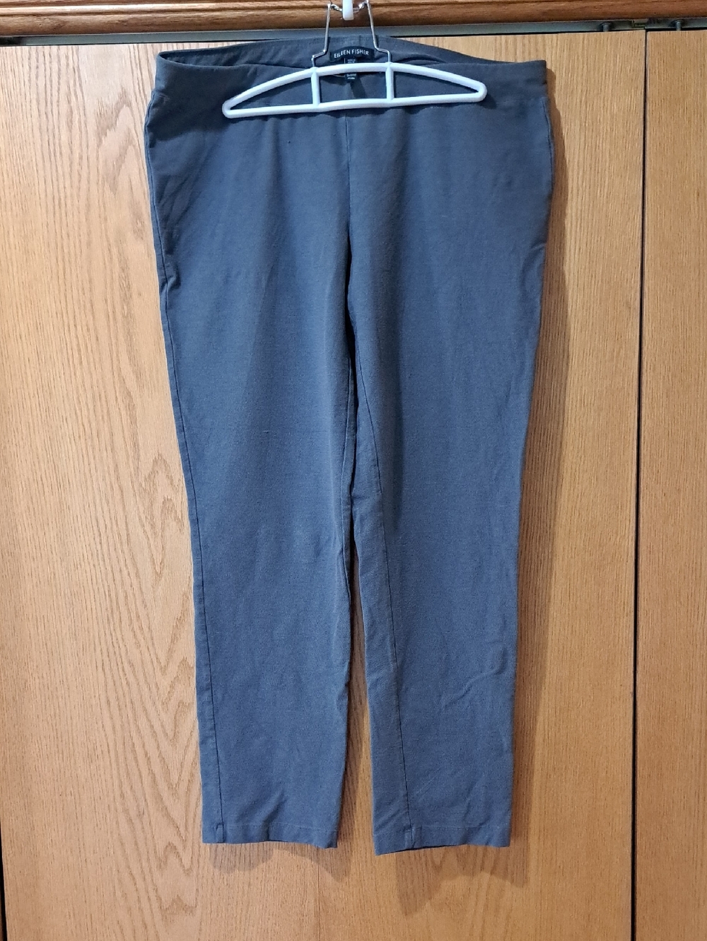 Eileen Fisher Charcoal Gray Stretch Knit Pants Viscose, Nylon, Spandex